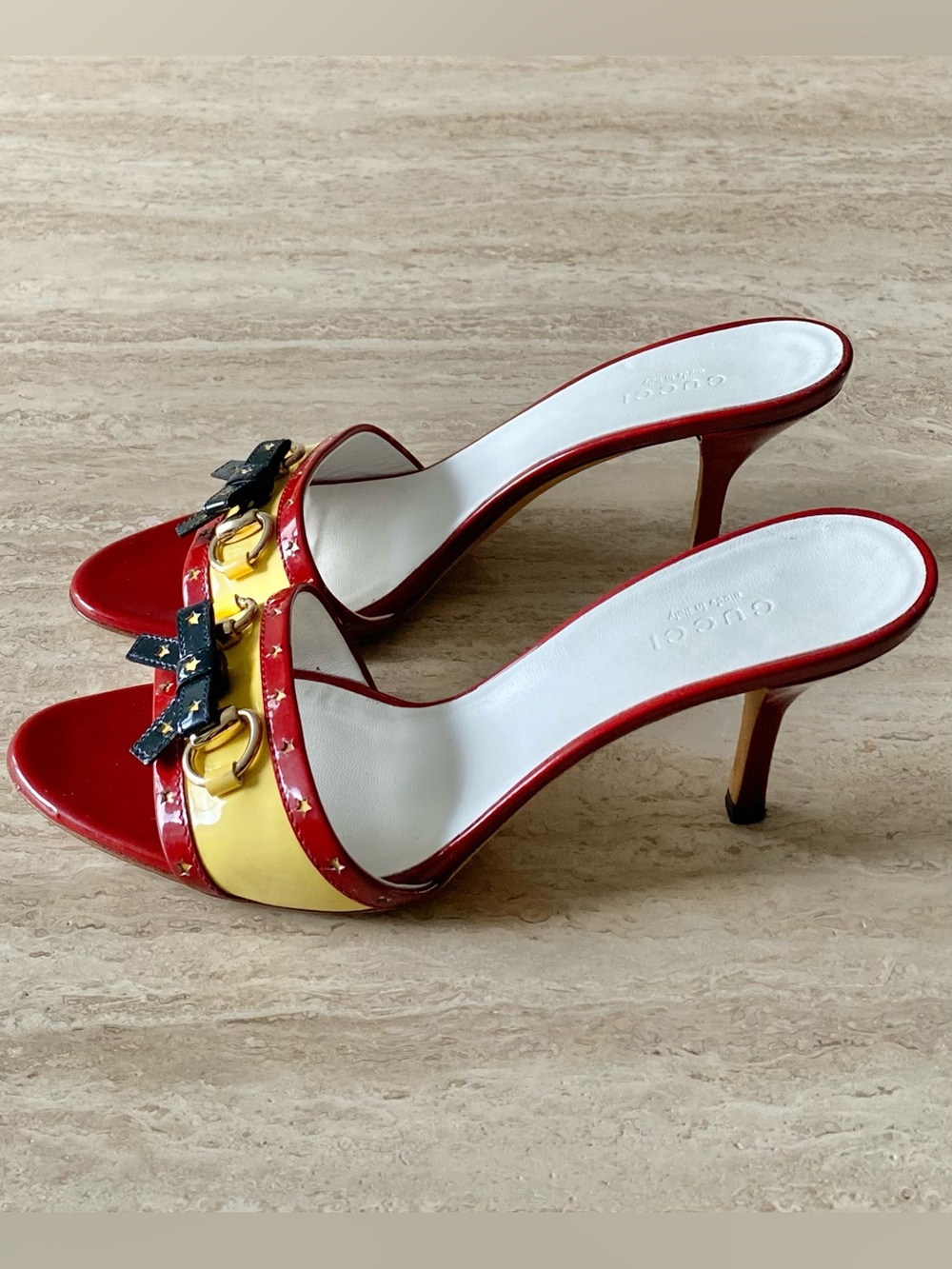 Vintage Gucci Star Bow Horsebit Mule Sandal Heels - Picture 5 of 12